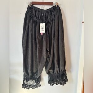 Black Bloomer Pants with lace trim